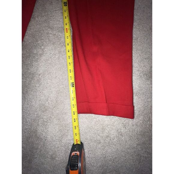 LAUREN RALPH LAUREN Women's Red Pleated Casual Cuffed Pure Wool Ankle Pant 8 - Picture 6 of 8